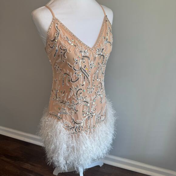 ASOS Beige Sequin Mini Dress - Picture 2 of 16